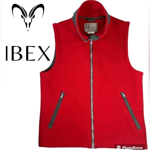 IBEX Merino Wool Vest Full Zip - Small - Red, Gray - Picture 1 of 13